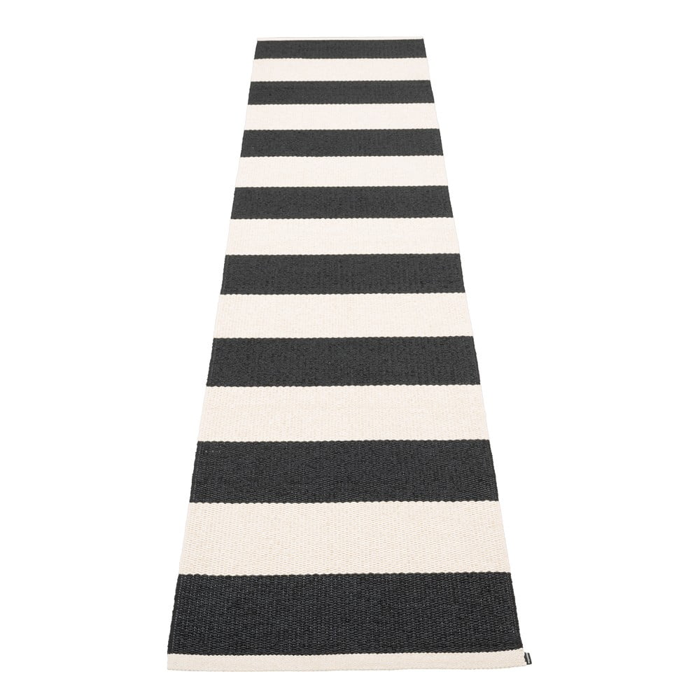 Fekete-fehér kültéri-beltéri futószőnyeg 70x300 cm Bob Black Vanilla – Pappelina