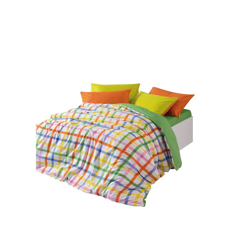 Kétszemélyes négyrészes hosszabbított renforcé pamut ágyneműhuzat lepedővel 200x220 cm Hype – Mijolnir