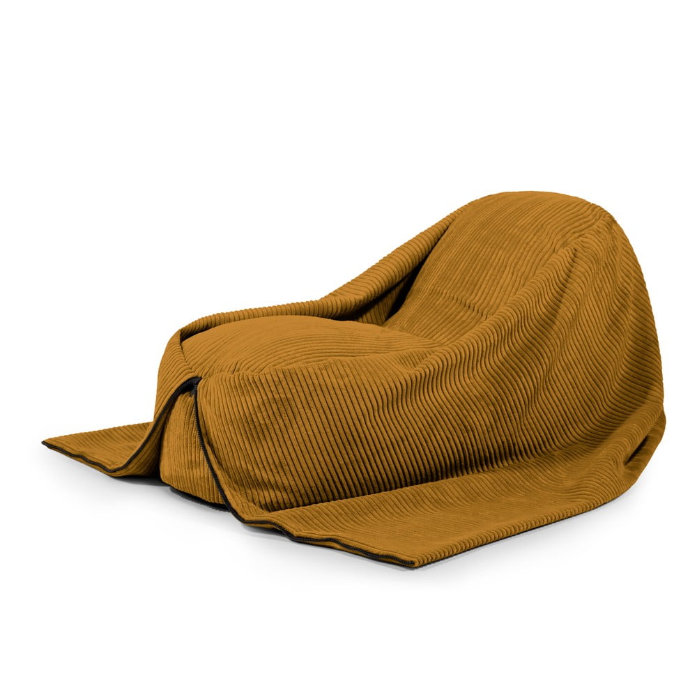 Mustársárga kordbársony gyerek babzsákfotel Cocoon 120 – SLOWDOWN