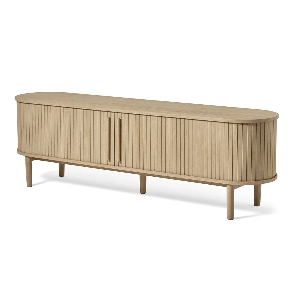 Natúr színű TV-állvány tölgyfa dekorral 180x56x40 cm Meta – Unique Furniture
