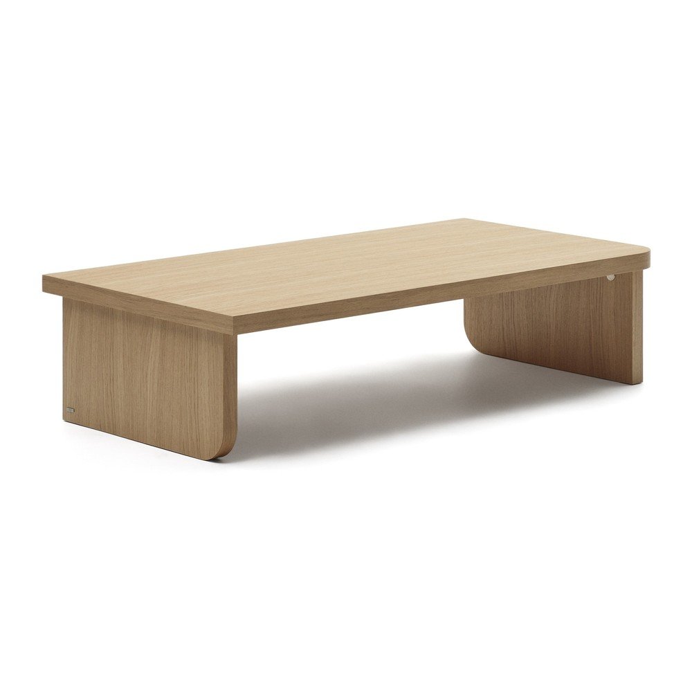 Natúr színű dohányzóasztal tölgyfa dekorral 75x140 cm Oaq – Kave Home