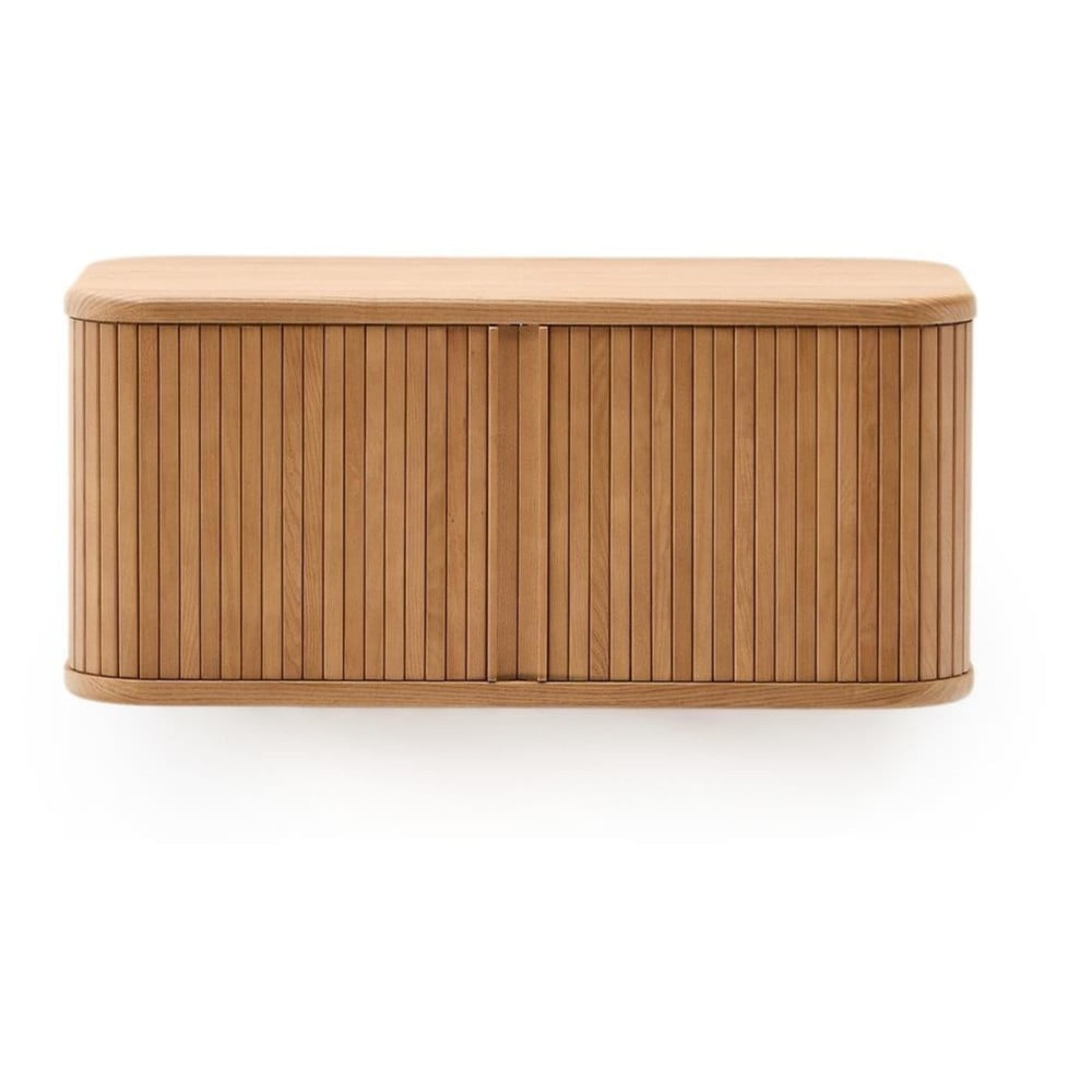 Natúr színű fali mosdó alatti szekrény kőrisfa dekorral 90x40 cm Mailen – Kave Home