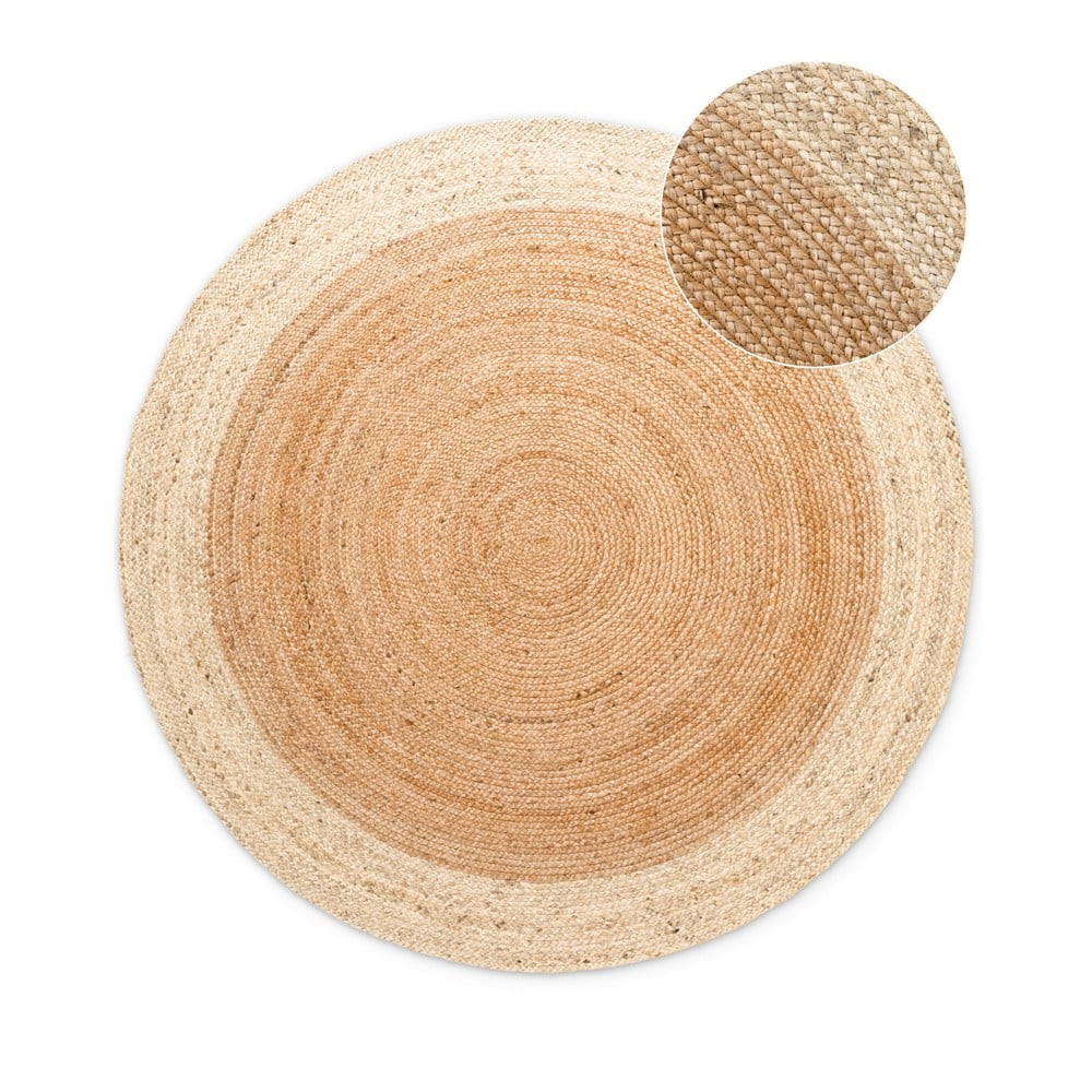 Natúr színű kétoldalas kézi szövésű kerek juta szőnyeg ø 200 cm Jutta Gold – Hanse Home