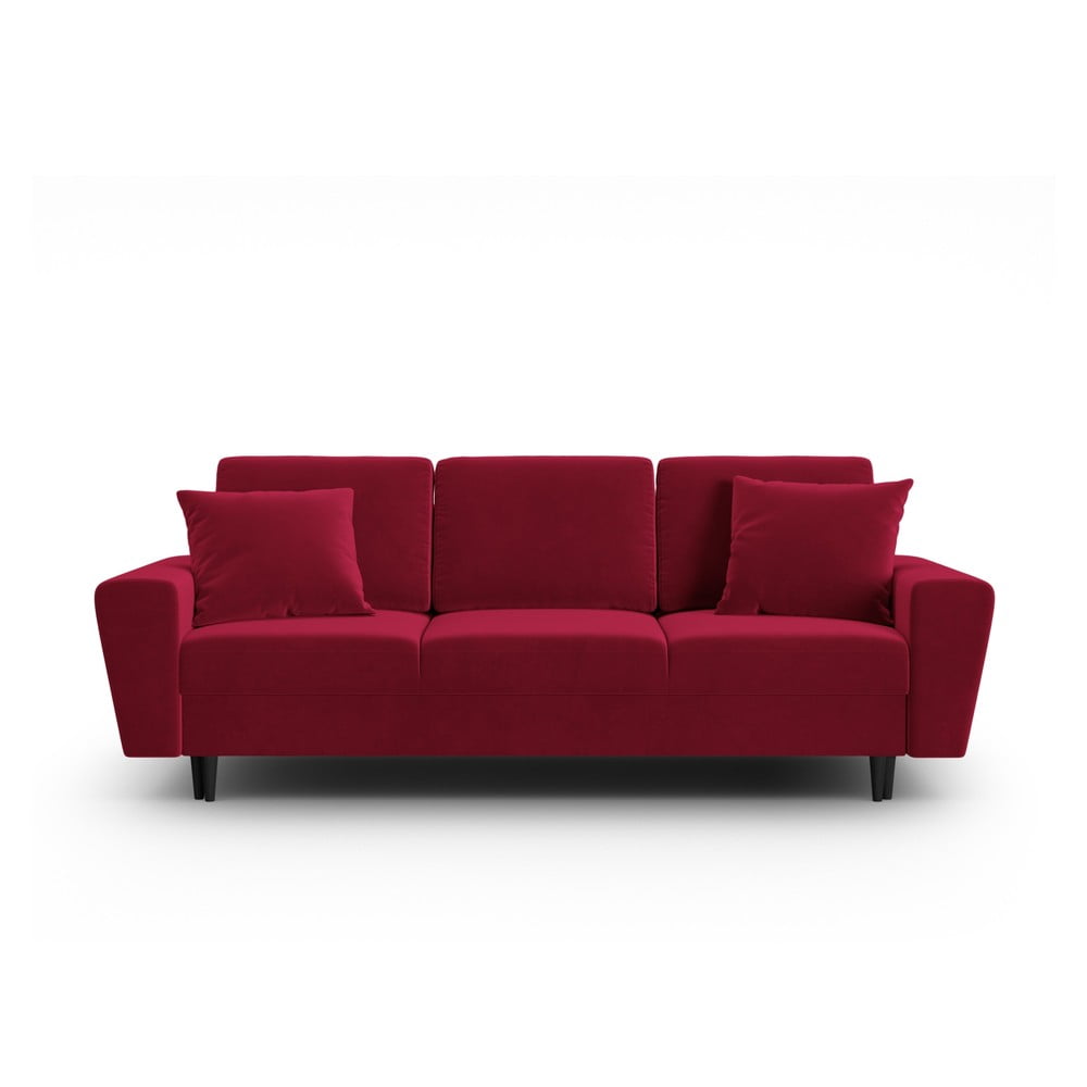 Piros bársony kinyitható tárolóhelyes kanapé 235 cm Kyoto – Cosmopolitan Design