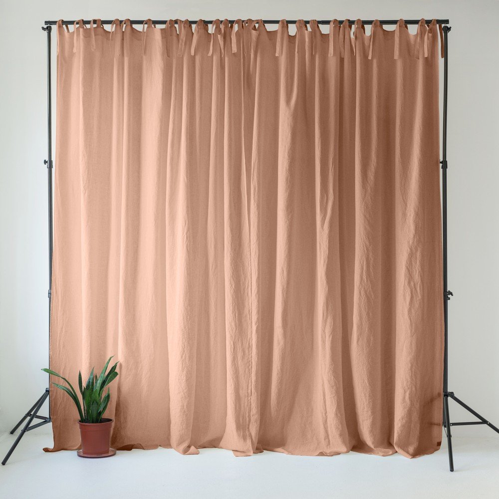 Rózsaszínes-barna len függöny 140x300 cm Cafe Creme – Linen Tales