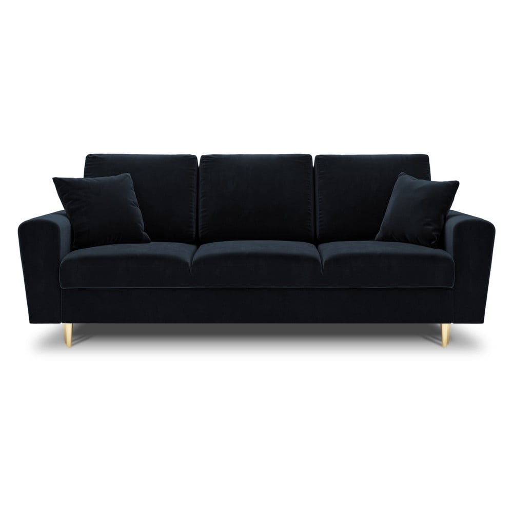 Sötétkék bársony kinyitható tárolóhelyes kanapé 235 cm Kyoto – Cosmopolitan Design