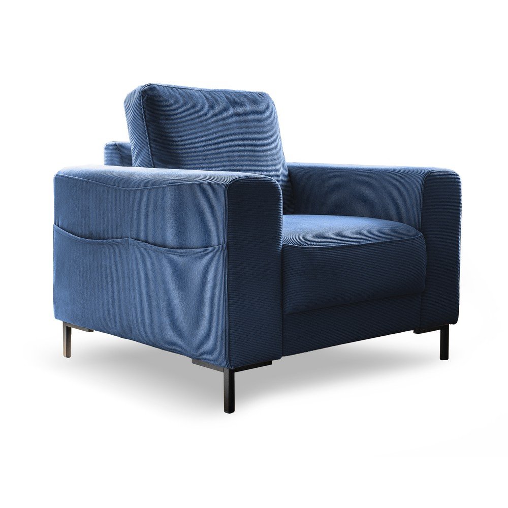 Sötétkék kordbársony fotel Lofty Lilly – Miuform