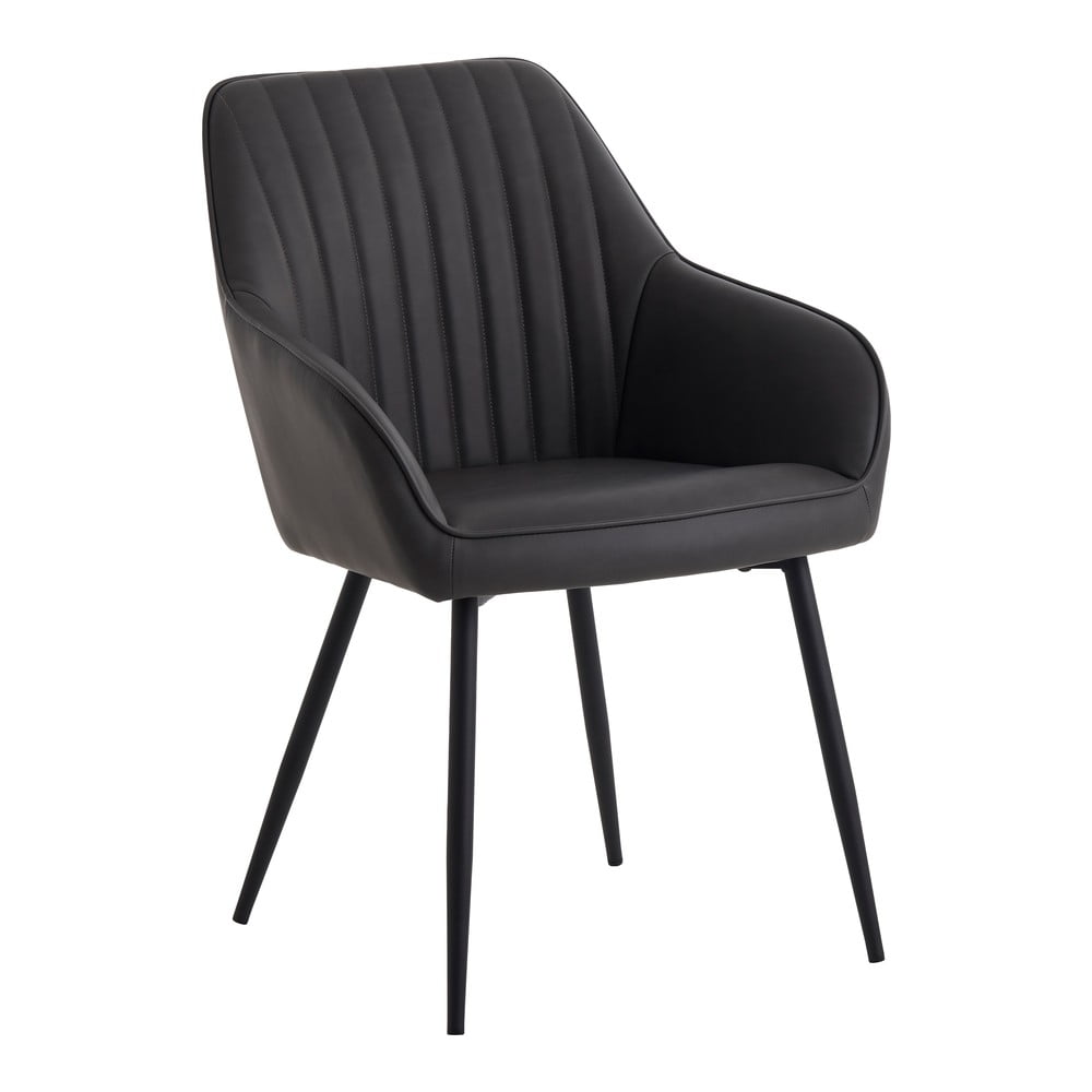 Sötétszürke bőrutánzat karfás étkezőszék szett 2 db-os Nolan Stripe – Unique Furniture