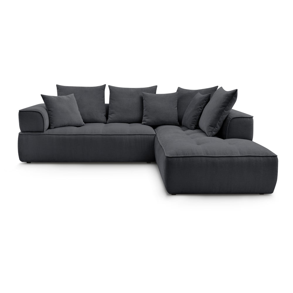Sötétszürke zsenília sarokkanapé (jobb oldali-L alakú) Whesley – Bobochic Paris