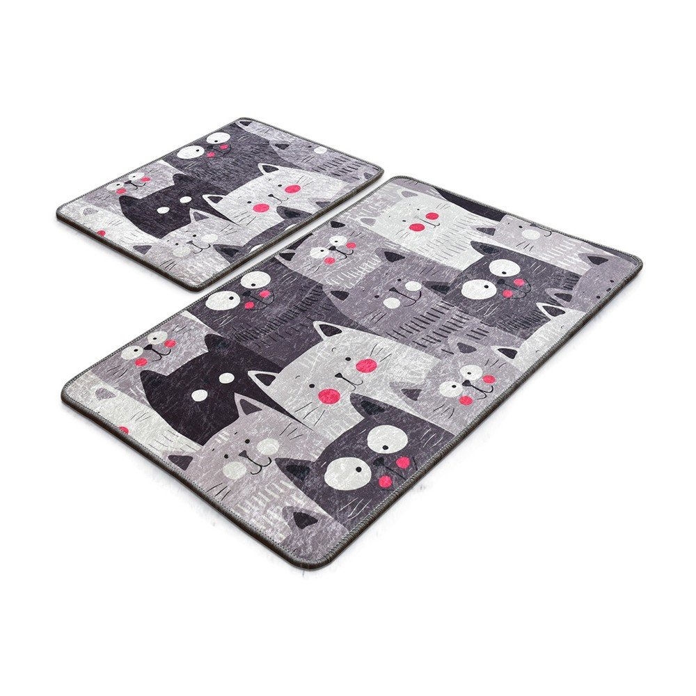 Szürke fürdőszobai kilépő szett 2 db-os 60x100 cm Meow – Foutastic