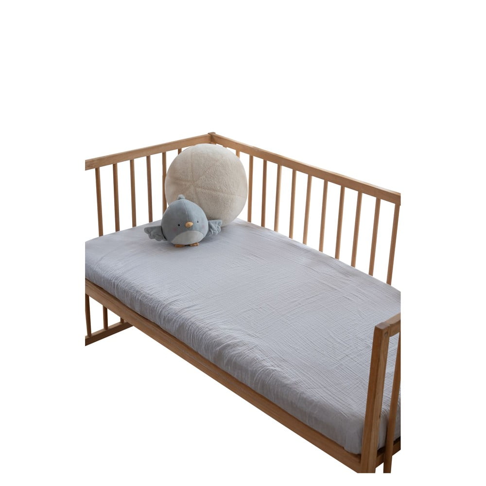 Szürke gumis muszlin gyerek lepedő babaágyhoz 60x120 cm Burumcuk – Mijolnir