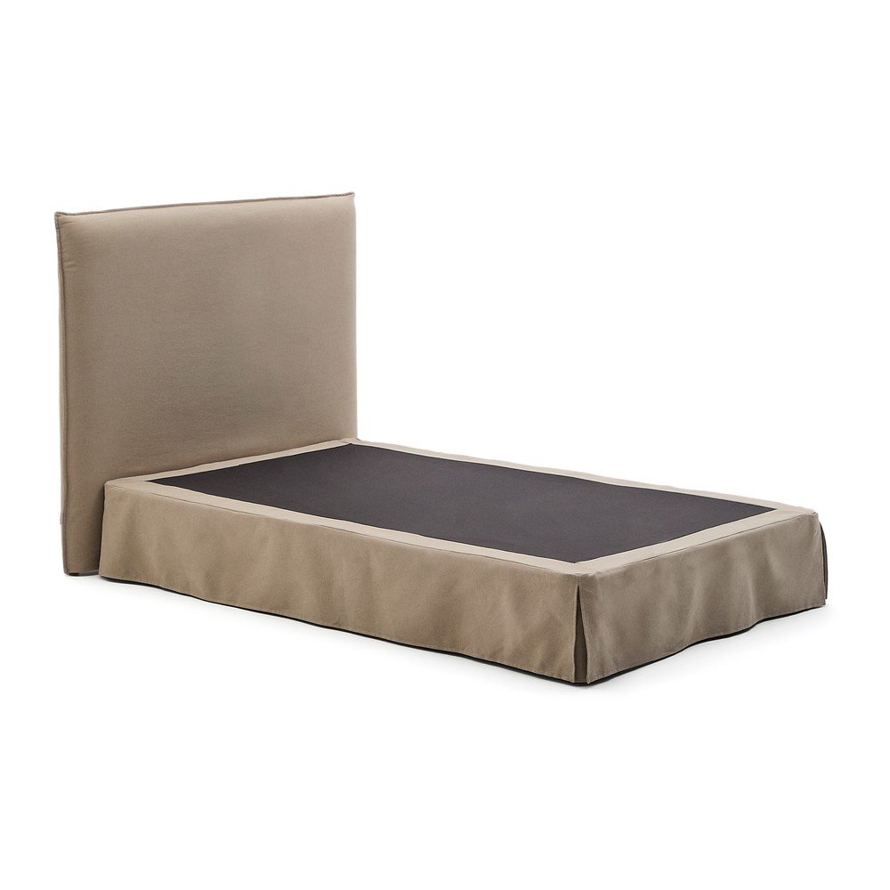 Szürkésbarna kárpitozott egyszemélyes ágy 90x200 cm Jaira – Kave Home