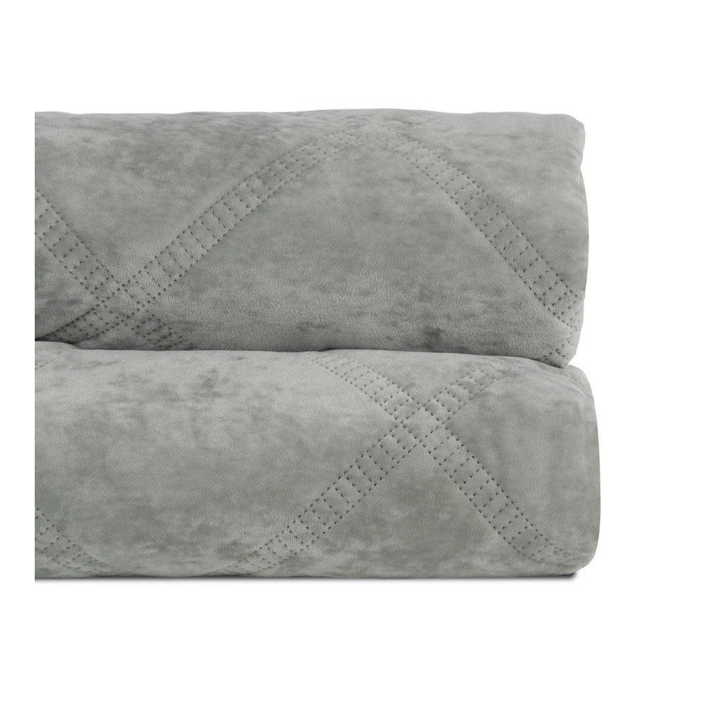 Szürkészöld bársony steppelt ágytakaró 230x260 cm – Ixia