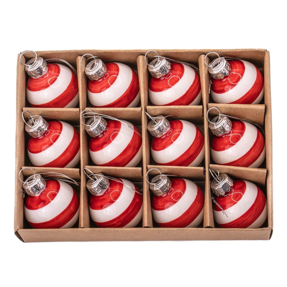Üveg kézzel készített karácsonyfadísz készlet 12 db-os ø 3 cm Mini Bauble – Sass & Belle