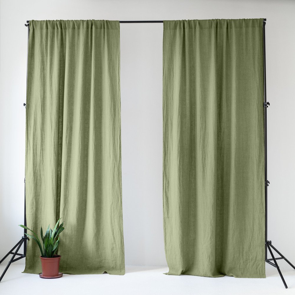 Világoszöld len függöny 140x250 cm Sage – Linen Tales