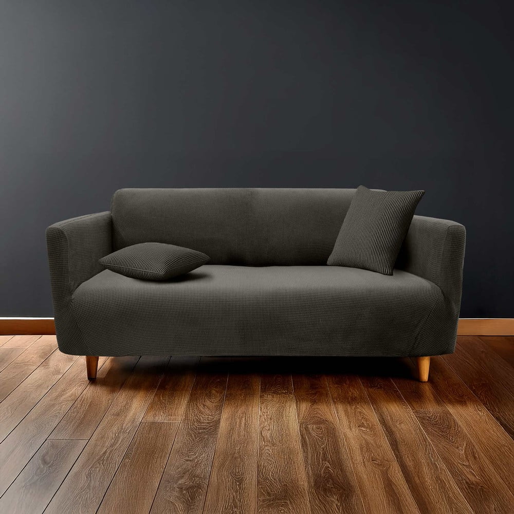 Antracitszürke háromszemélyes gumis kanapé huzat Sacha – douceur d'intérieur