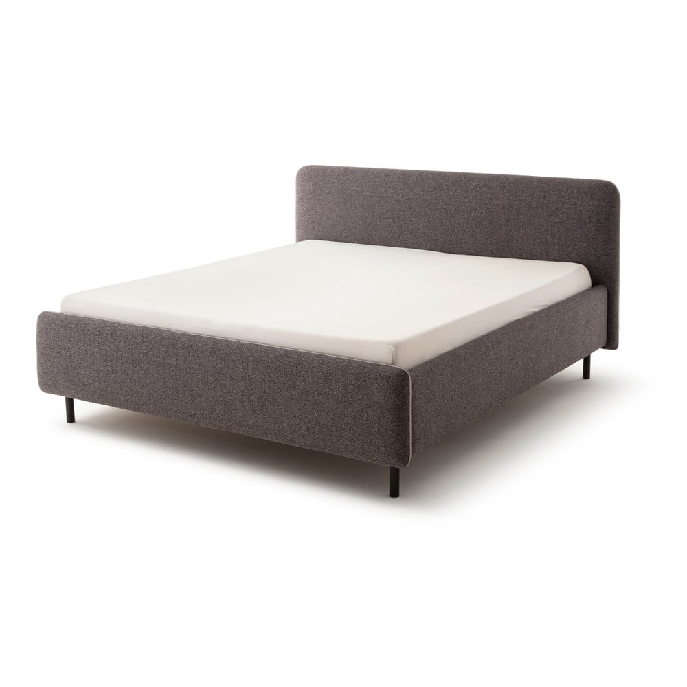 Antracitszürke kárpitozott ágyneműtartós franciaágy ágyráccsal 180x200 cm Primo – Meise Möbel