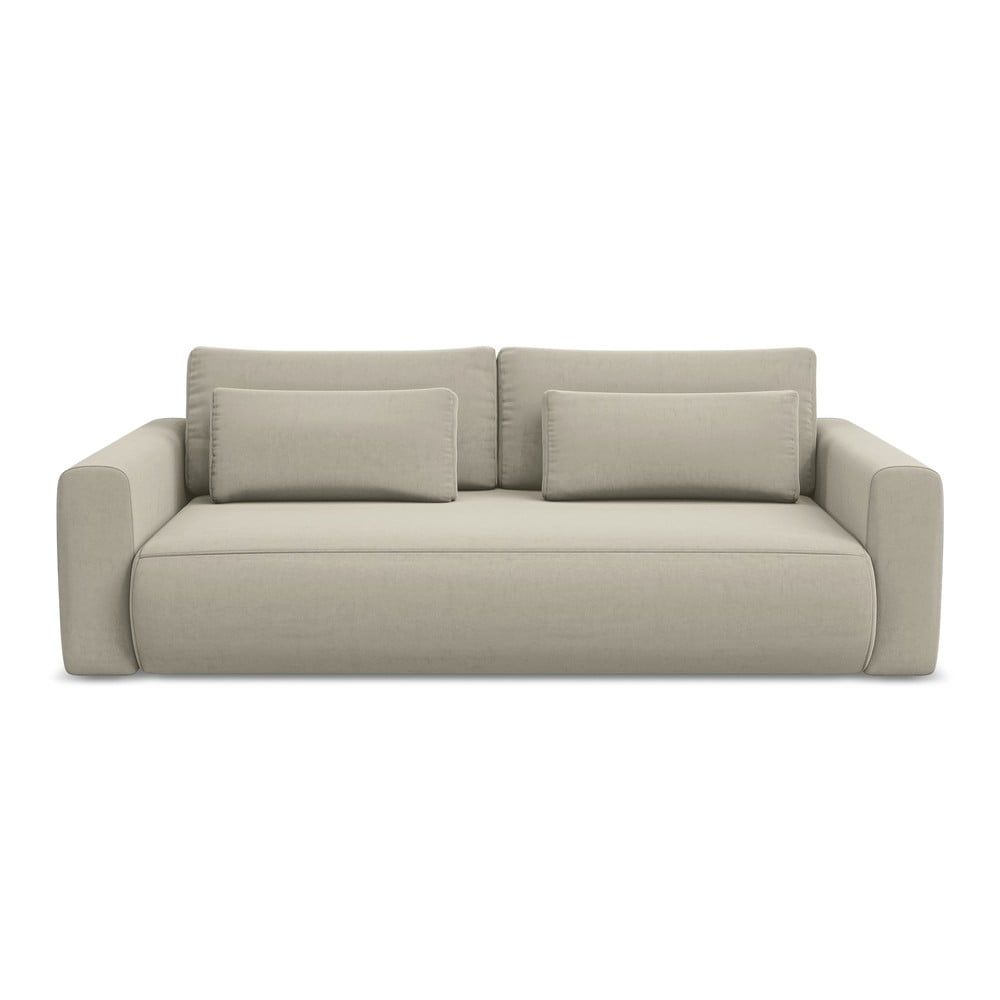 Bézs bársony kinyitható-tárolóhelyes kanapé 238 cm Kapua – Makamii