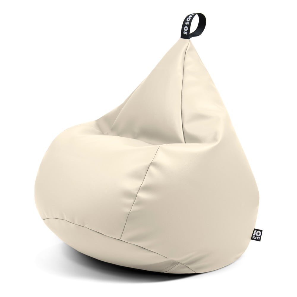 Bézs bőrutánzat gyerek babzsákfotel Drop M – So Soft?
