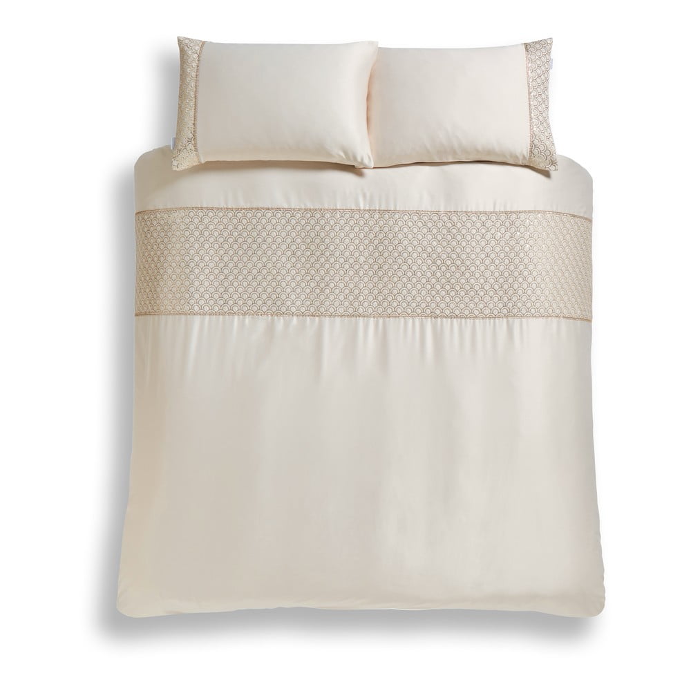 Bézs kétszemélyes-hosszabbított mikroszatén ágyneműhuzat 230x220 cm Deco Sequin – Catherine Lansfield