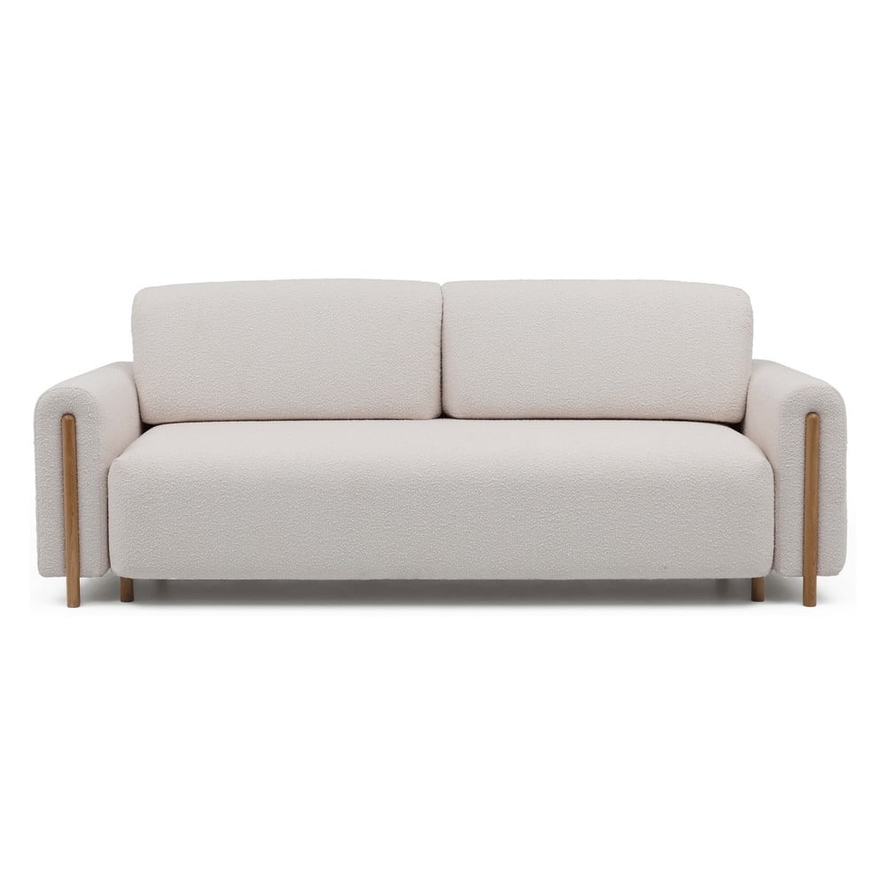 Bézs-krémszínű buklé kinyitható-tárolóhelyes kanapé 244 cm Arcadova – ELTAP