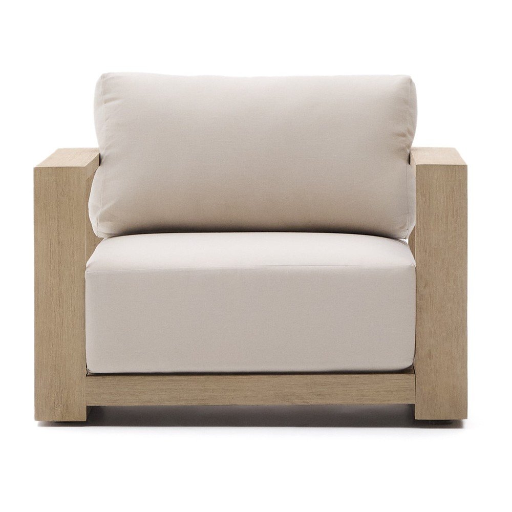 Bézs-világos natúr színű tömörfa kerti fotel Ambra – Kave Home