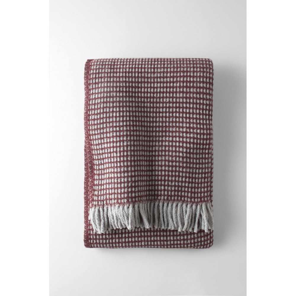 Borvörös pamutkeverék takaró 140x180 cm Uniwaffle – Euromant