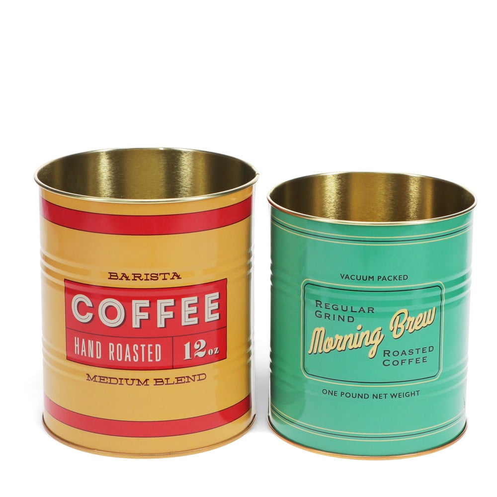 Dekoratív ón tárolódoboz szett 2 db-os ø 11x13 cm Vintage Coffee – Rex London