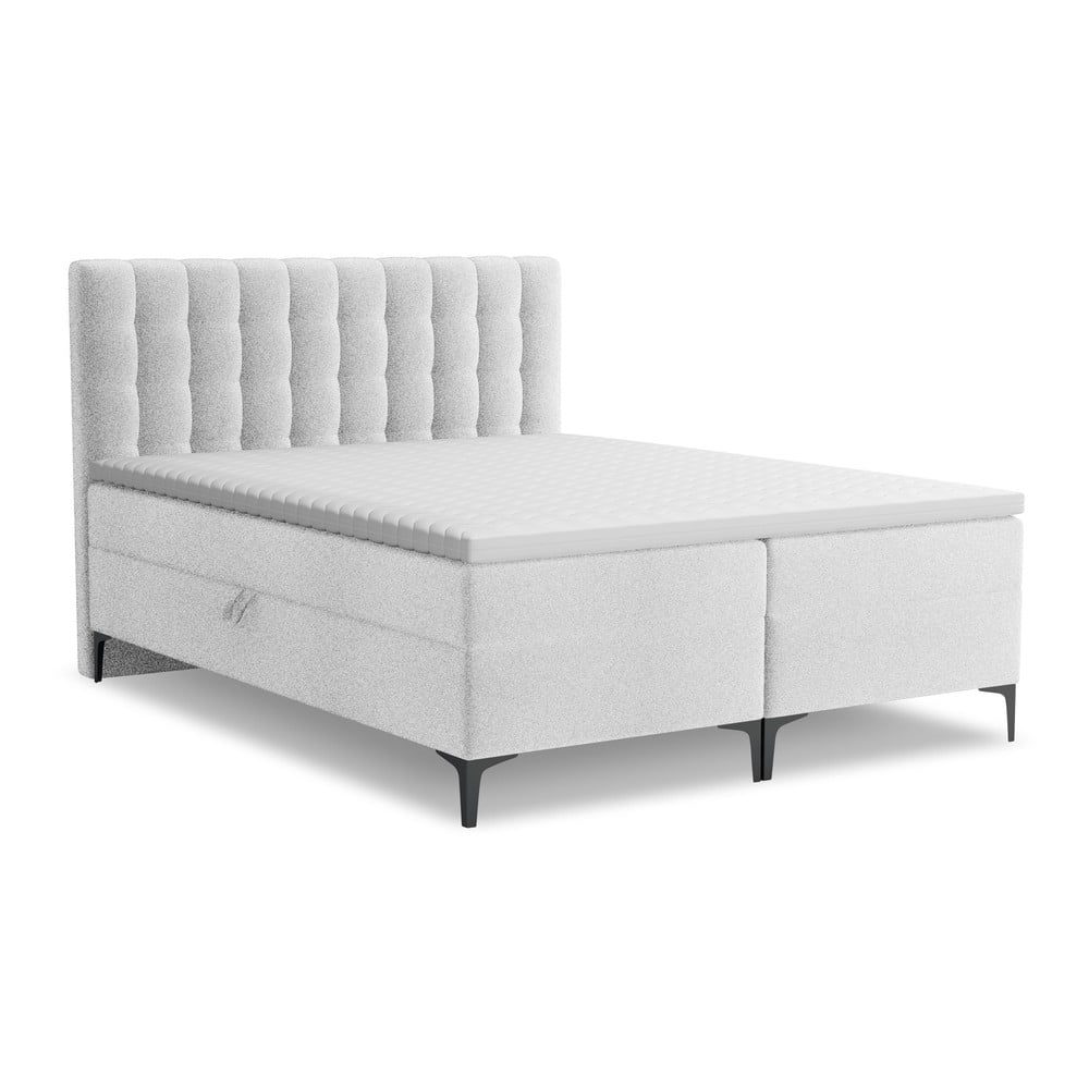 Ezüstszínű ágyneműtartós boxspring ágy 180x200 cm Puhala – Makamii