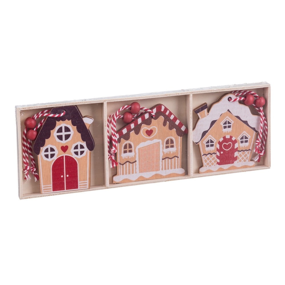 Fa karácsonyfadísz készlet 6 db-os 7 cm Ginger House – Casa Selección