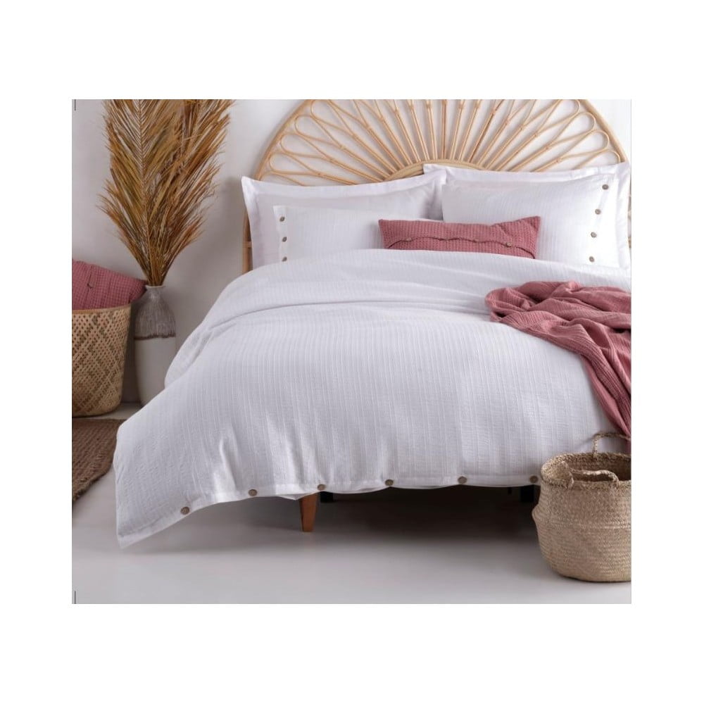 Fehér egyszemélyes renforcé pamut ágyneműhuzat 140x200 cm Como Striped – Mila Home Luxury