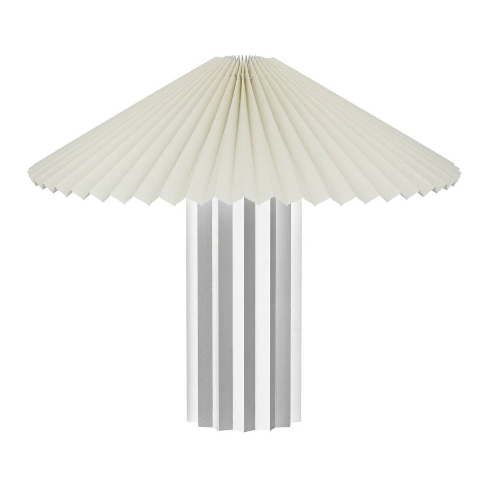 Fehér-ezüstszínű dimmelhető asztali lámpa textil búrával (magasság 36 cm) Taite – Blomus