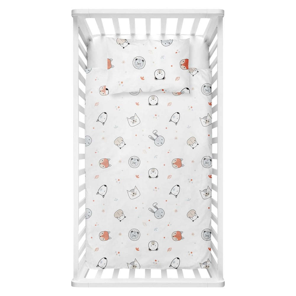 Fehér renforcé pamut gyerek ágyneműhuzat babaágyhoz 100x150 cm Safari – Mijolnir