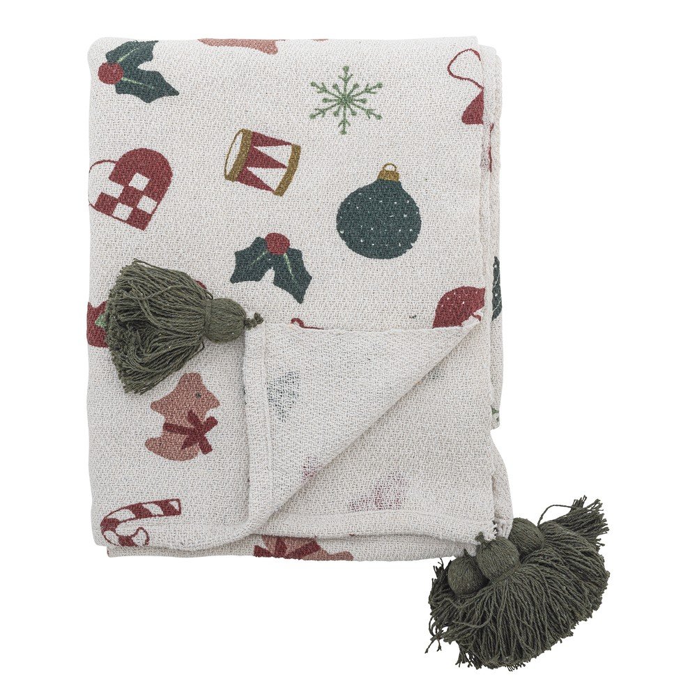 Fehér takaró karácsonyi mintával 130x160 cm Yule – Bloomingville