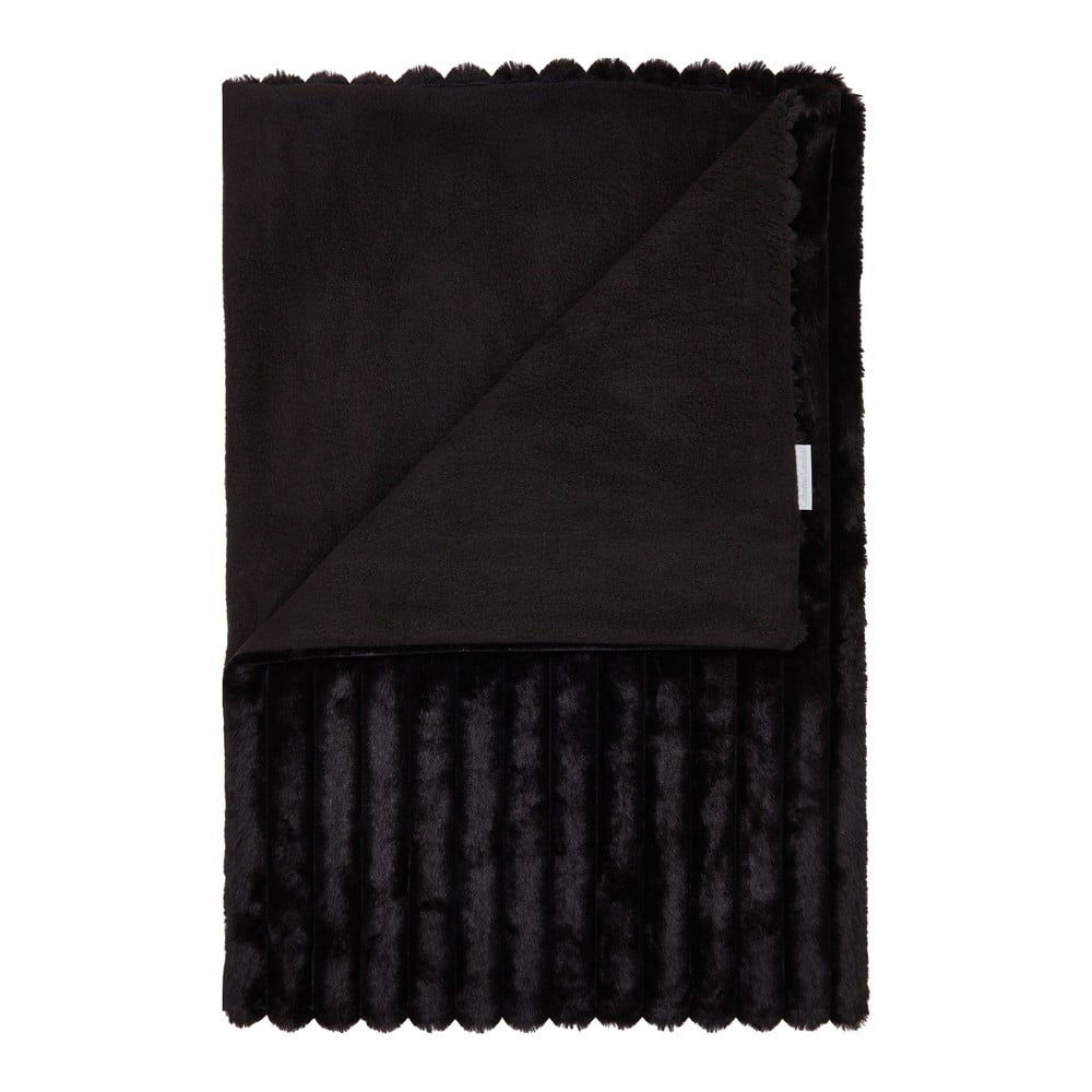 Fekete mikroplüss takaró 130x170 cm Cosy Ribbed – Catherine Lansfield
