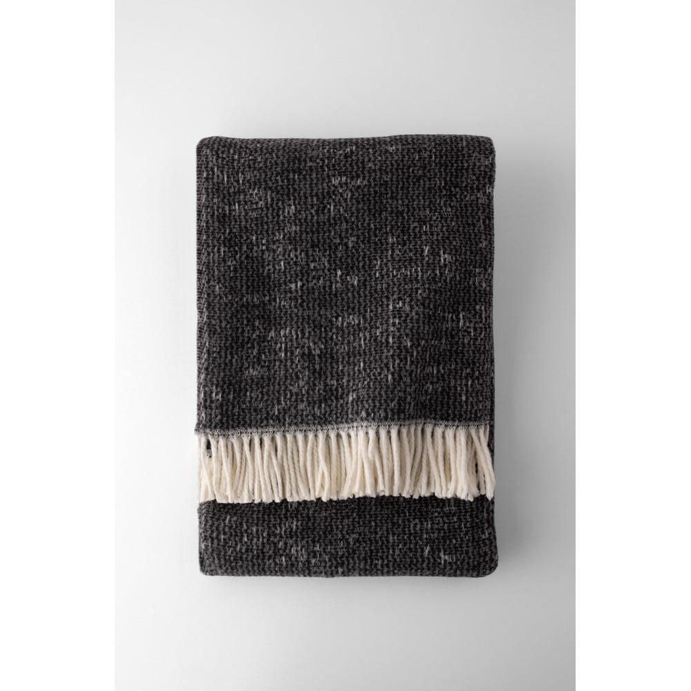 Fekete pamutkeverék takaró 140x250 cm Stellar – Euromant