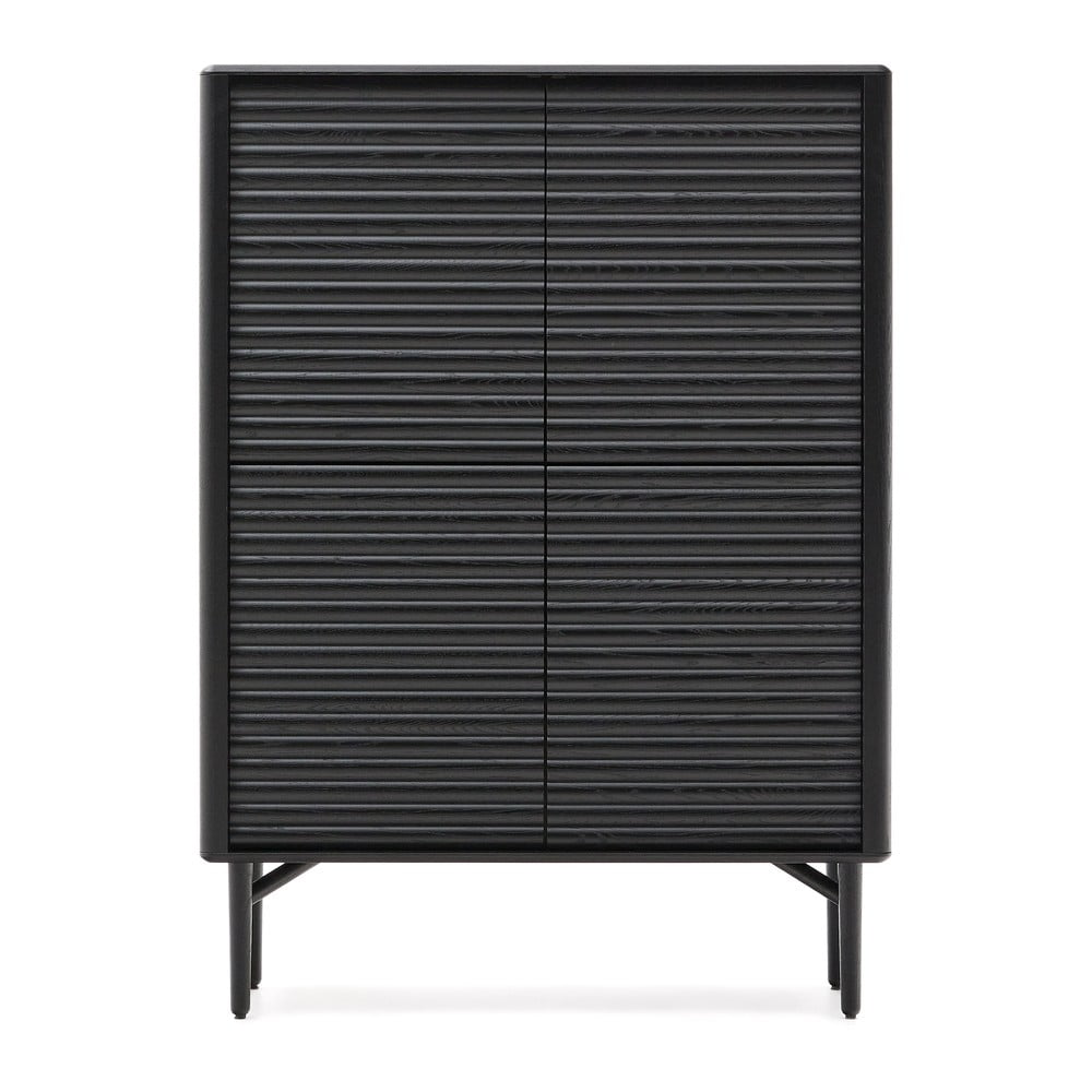 Fekete szekrény tölgyfa dekorral 104