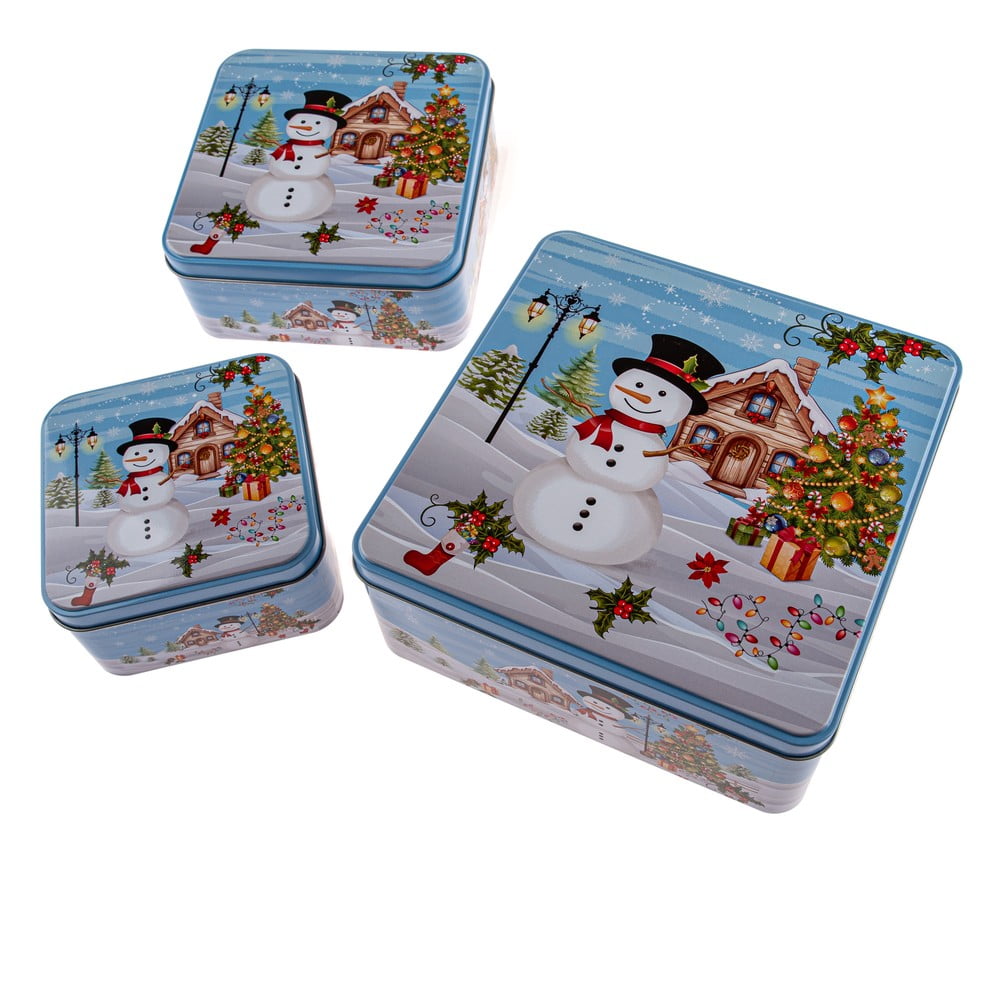Fém aprósütemény tartó doboz szett 3 db-os Snowman – Dakls