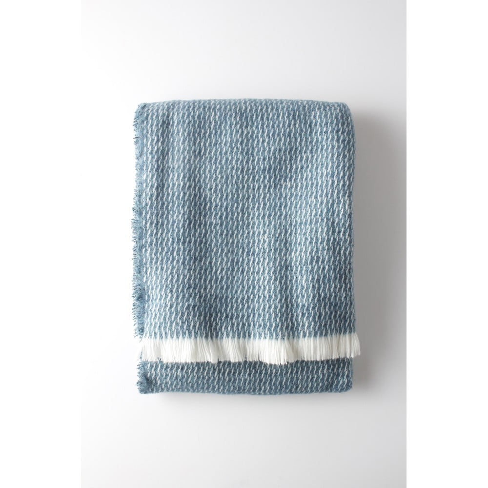 Kék gyapjúkeverék takaró 140x180 cm Curly – Euromant