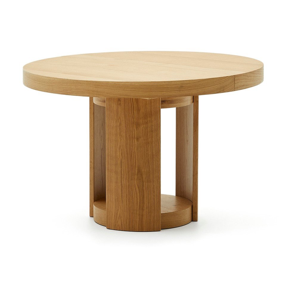 Kerek bővíthető étkezőasztal hosszabbító asztallappal tölgyfa dekorral ø 120 cm Artis – Kave Home