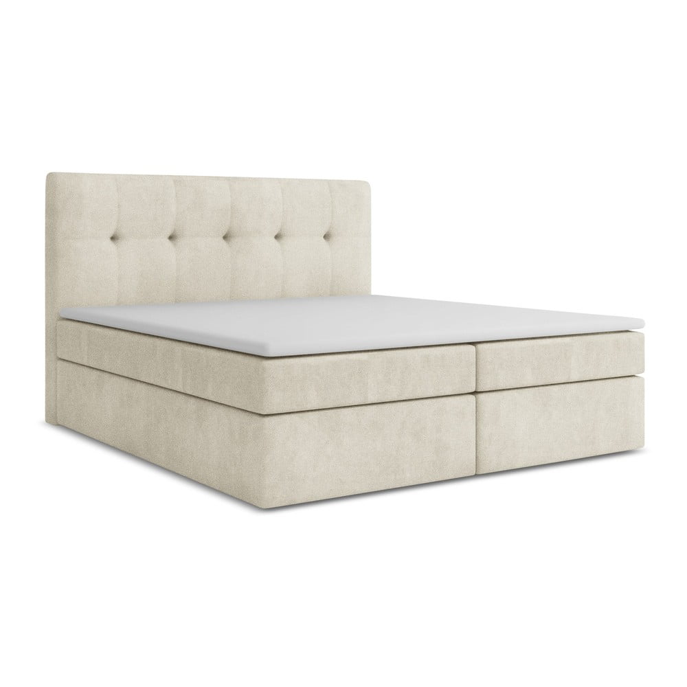 Krémszínű ágyneműtartós boxspring ágy 140x200 cm Palta – Makamii