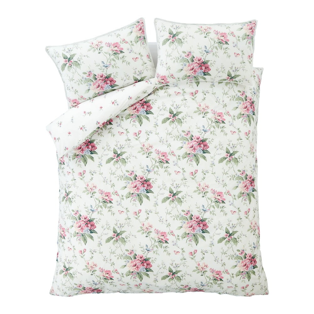 Krémszínű kétszemélyes-hosszabbított ágyneműhuzat 230x220 cm Bridgerton Penelope Floral – Catherine Lansfield