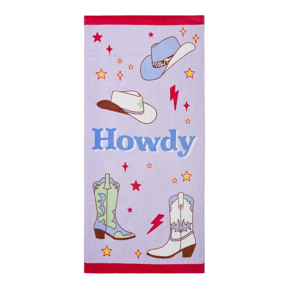 Lila frottír pamut strandtörölköző 76x160 cm Howdy Cowgirl – Sassy B