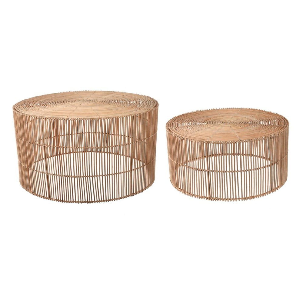 Natúr színű rattan kerek dohányzóasztal szett 2 db-os ø 66 cm Elmima – Kave Home