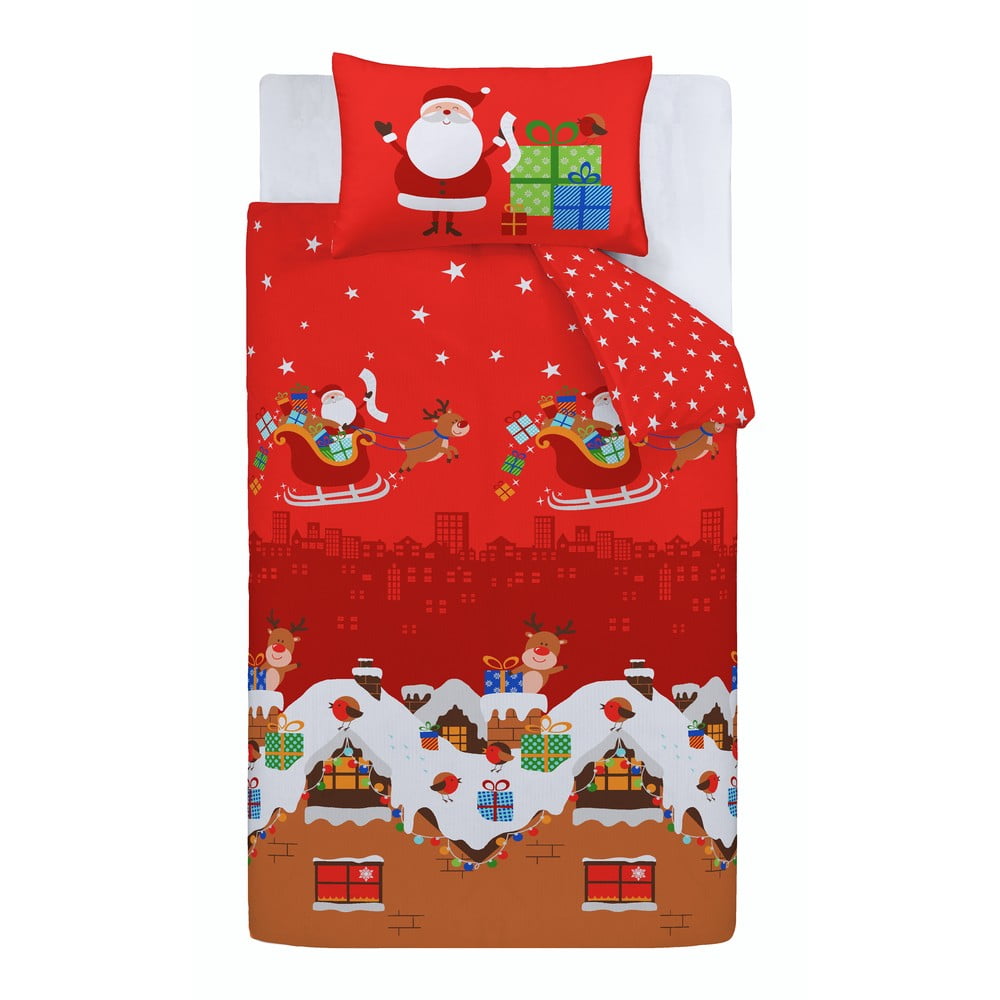 Piros gyerek ágyneműhuzat babaágyhoz 120x150 cm Santa's Christmas Presents – Catherine Lansfield