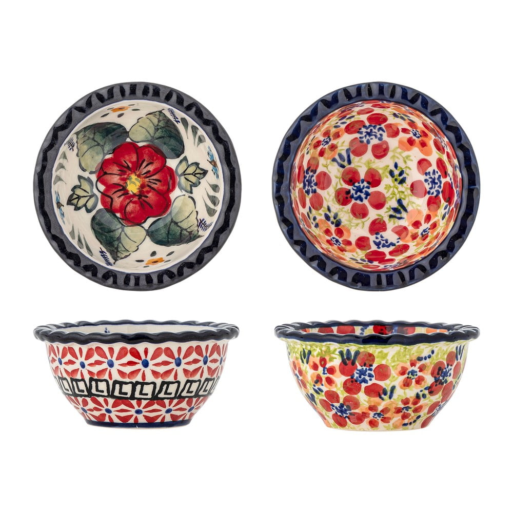 Piros kőedény szervírozó tálka szett 2 db-os 95 ml Florist – Bloomingville