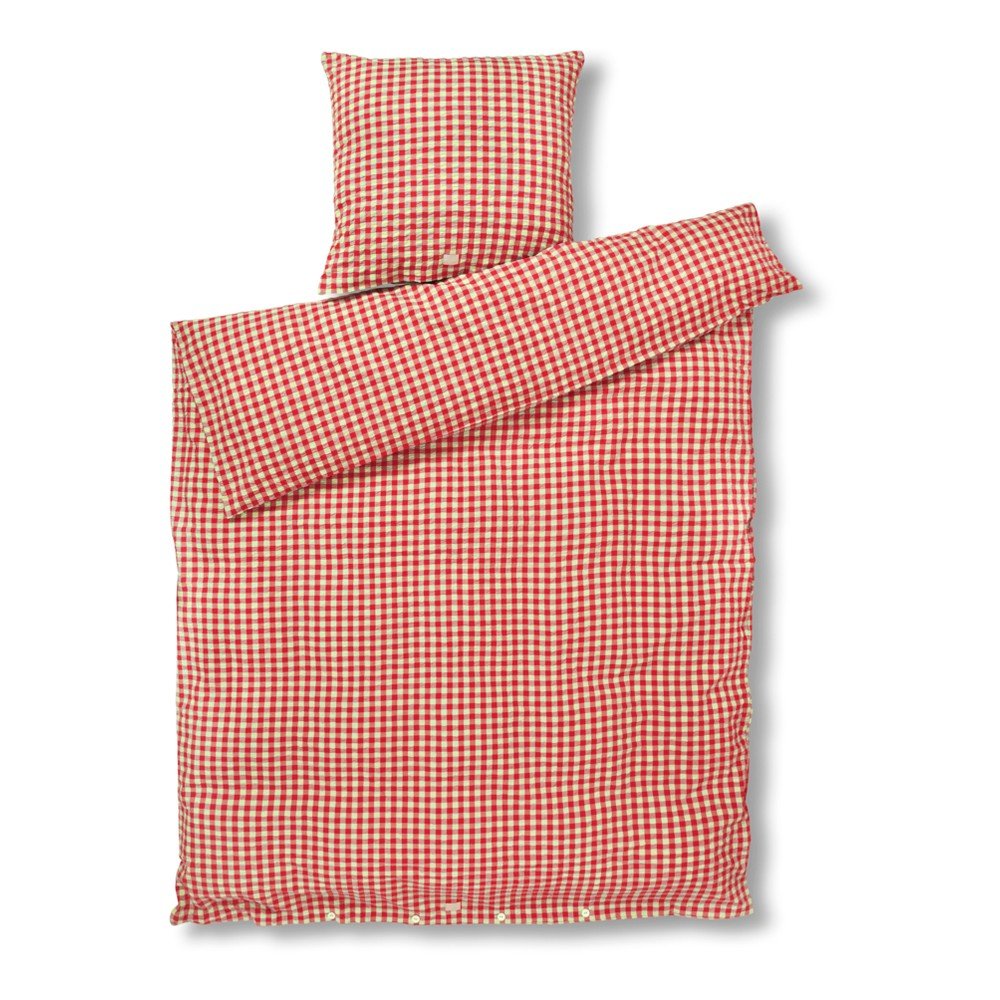 Piros-sárga egyszemélyes krepp ágyneműhuzat 140x200 cm Bæk&Bølge – JUNA