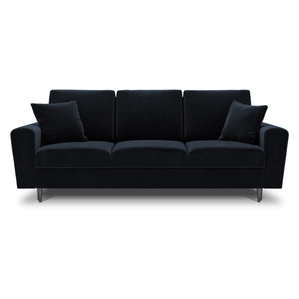 Sötétkék bársony kinyitható tárolóhelyes kanapé 235 cm Kyoto – Cosmopolitan Design