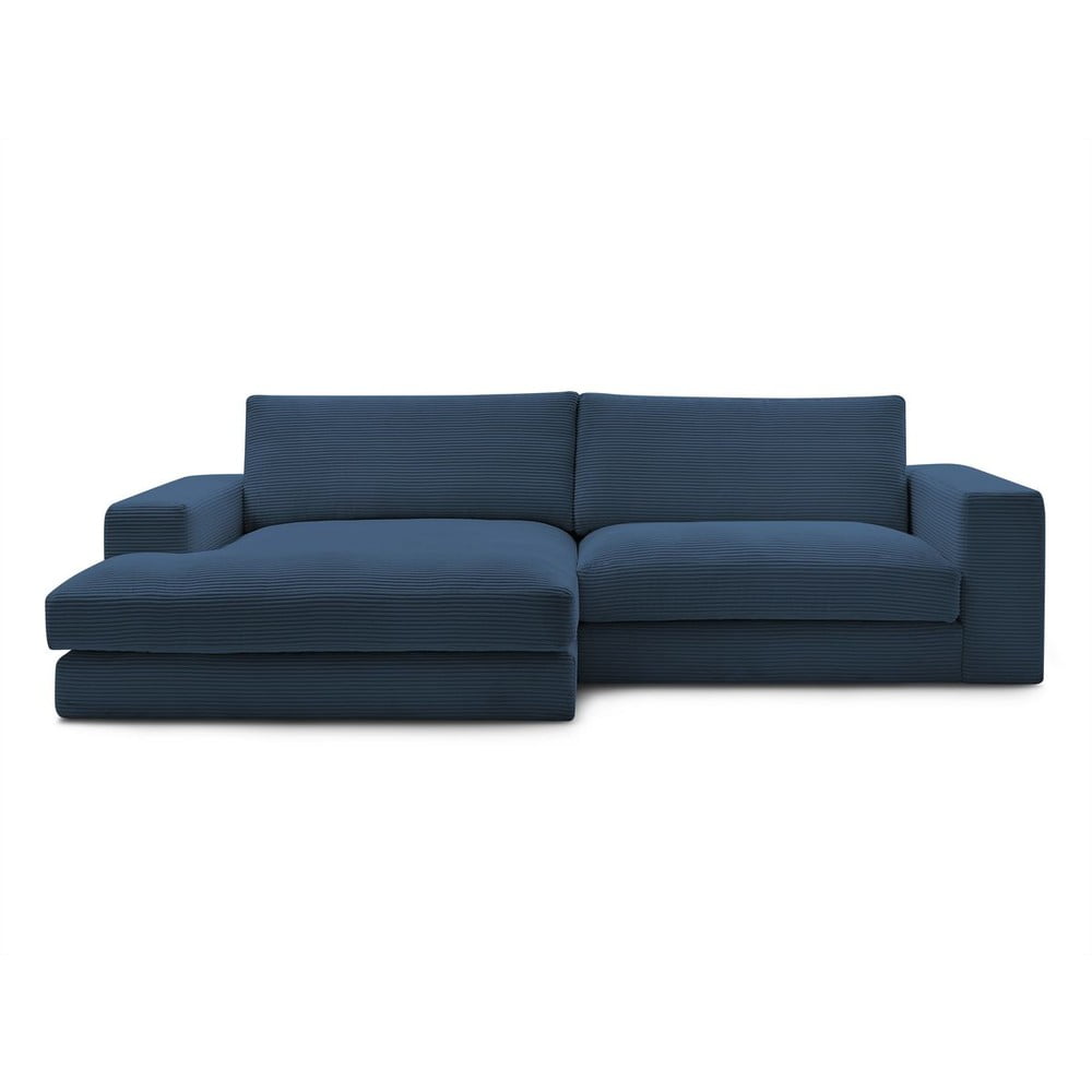 Sötétkék kordbársony sarokkanapé (bal oldali-heverő résszel) Leonard – Bobochic Paris
