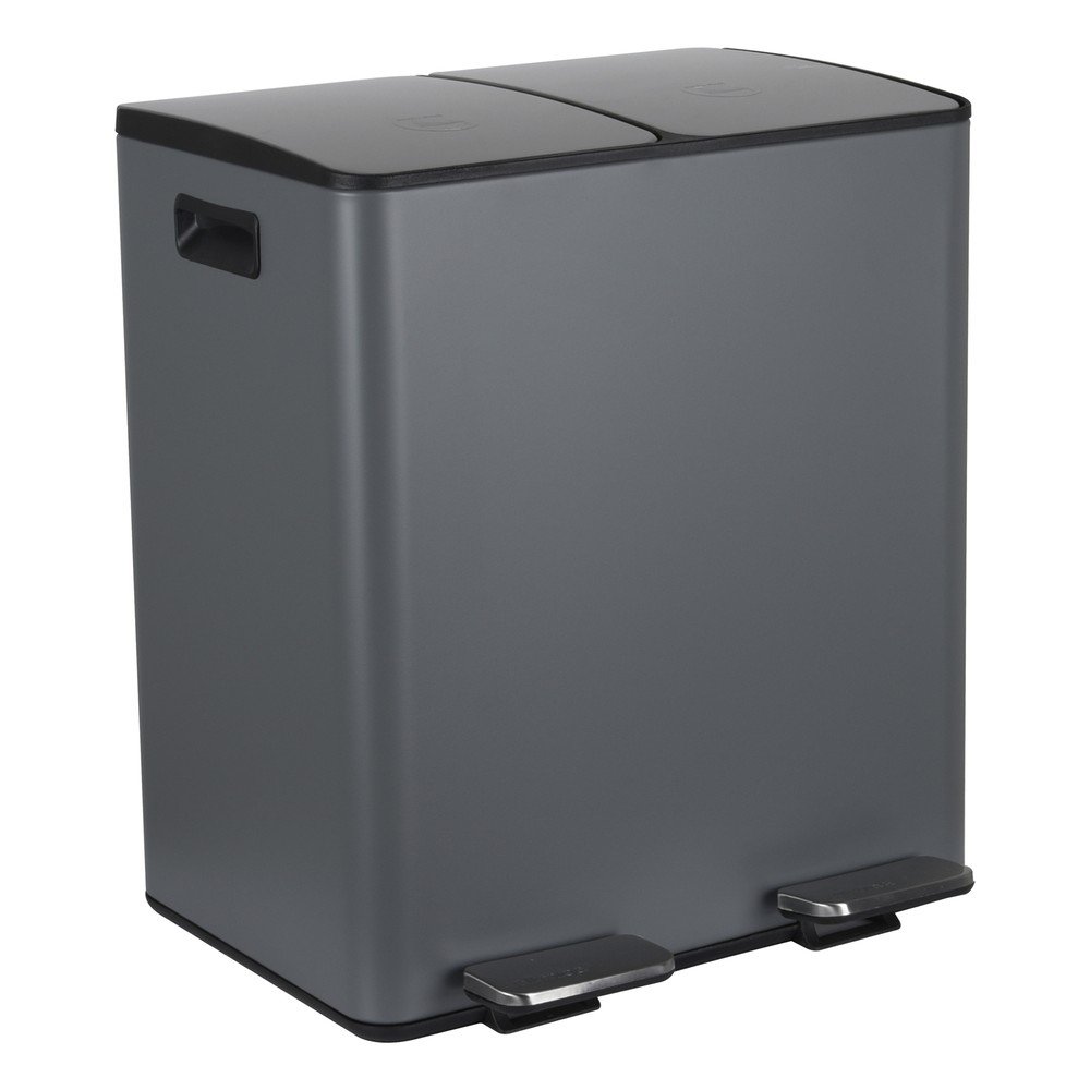 Sötétszürke acél szelektív pedálos szemetes 2x20 l   Aliya – Spirella